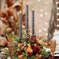 Bougies LED télécommandées sans flamme, grises, à une face, pour Noël, décoration extérieure pour la maison et les fêtes
