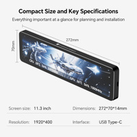Pantalla de pantalla LCD de 11,3 pulgadas de TV negra Thermalright, resolución 1920x400, sub-pantalla para chasis de juegos