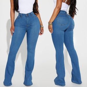 Wholesale <strong>Women's</strong> Stretch <strong>Denim</strong> Pants High Waist Breathable Loose Fit Casual Style Solid Pattern Summer Washed Techniques Simple - Product Image 2