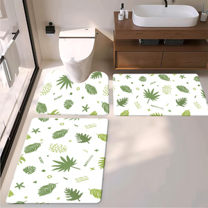 Ensemble de <span class=keywords><strong>tapis</strong></span> de bain fantaisie Forêt, vert olive, motif arbre, oiseau et étoile, 3 pièces, pour salles de bain de style campagnard inspiré de la nature - Product Image 5