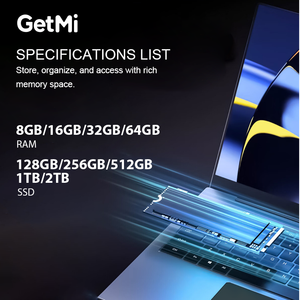 GetMi Lite 140C 14 pouces IPS 1920*1080 anglais clavier personnalisé 16GB RAM 2TB SSD BT4.2 ordinateur portable - Product Image 2