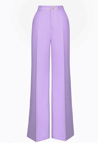 女式商务通勤套装：紫色 OuYaan 紧身西装外套和阔腿裤 - Product Image 4