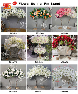 Chemin de table en fleurs de soie faites à la main, vente chaude, pour support à fleurs avec arrangement de couronne de fleurs pour décoration de mariage - Product Image 4