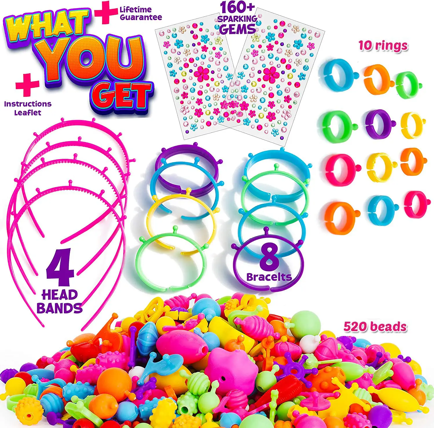 Art and Craft Gift Set Snap Pop Beads Bracelet Making Kit custom bead bracelets for Girls Jewelry Making Kit