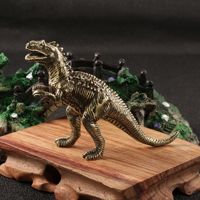 Métal artisanat simulation double couronne dragon ornements dinosaure bronze statue maison collection
