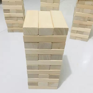 Set mainan blok susun kayu Le Go, set 51 buah menara kayu pinus, mainan susun kayu - Product Image 3