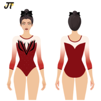 Justaucorps de gymnastique rythmique bleu pour enfants et filles, marque T&J, tenue d'entraînement professionnelle, vêtements de sport quotidiens assortis