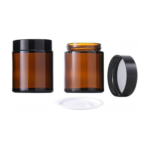 Tarro de vidrio ámbar de boca ancha de 2oz, 3oz, 8oz, 17oz, 500ml con tapa de aluminio para cuidado de la piel, polvo suelto, crema, mascarilla facial y crema para ojos. - Product Image 1