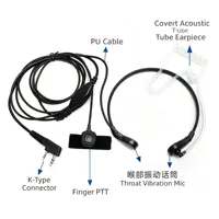 Microphone de gorge télescopique réglable anti-bruit Baofeng HKEJ-K en gros, compatible avec Baofeng UV5R BF-480/490/320/V6/V7V8/658