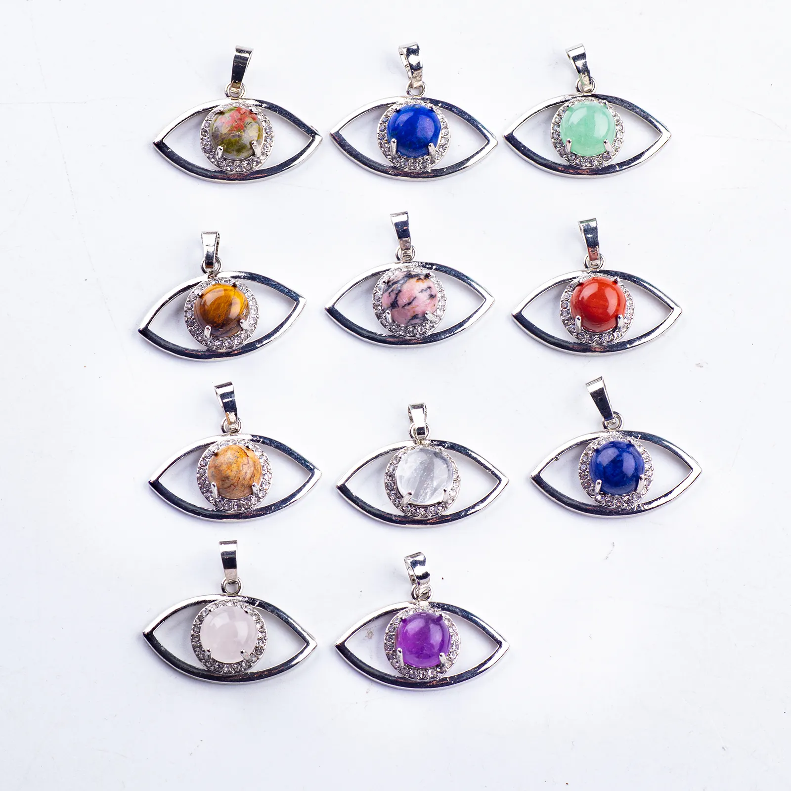 Wholesale Crystal Stone Devil's Eye Pendant Necklace Jewelry Unisex Crystal Beauty Eyelid Pendant