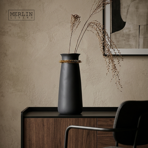 Jarrones de Cerámica Blancos Mate de Diseño Moderno y Lujoso Merlin Living con Espinas Doradas, <span class=keywords><strong>Estilo</strong></span> <span class=keywords><strong>Nórdico</strong></span>, <span class=keywords><strong>Decoración</strong></span> para Sala de Estar y Hogar - Product Image 6