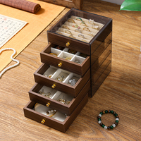Boîte de rangement à bijoux de luxe en cuir exquis à 5 couches, multifonctionnelle, grande capacité, pour boucles d'oreilles, colliers, accessoires de tête
