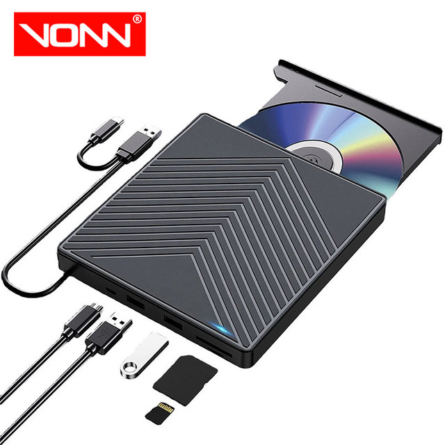 Hot Sales Dual Port Mobile Dvd-Rw Player Drive Burner Writer External Optical Drive Rom TYPE-C Reader USB 3.0 Player
