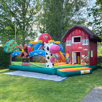Aire de Jeux Gonflable pour Tout-petits Terrain de Jeu Combo Ferme Gonflable pour Fête en Plein Air Château Gonflable avec Toboggan