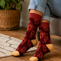 Chaussettes ras du cou en coton 200N 32S, respirantes, douces, à thème animalier, jacquard, mode streetwear pour femmes, fournisseur ODM/OEM