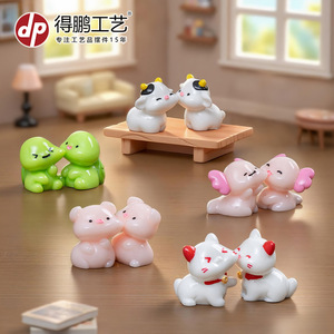 Figurines d'animaux mignons, 4 pièces, mini décorations en résine pour maison de poupée, cadeau de bureau - Product Image 3