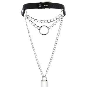 Moda Cosplay Harajuku Punk Rock gótico collar <span class=keywords><strong>Sexy</strong></span> PU cuero corazón redondo Spike Collar gargantilla collar accesorios para el cuerpo - Product Image 4