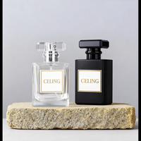 Flacon de parfum carré vide de luxe en verre de 30 ml, 50 ml, 100 ml avec couvercle unique pour femmes