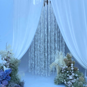 Phông nền đám cưới bằng tấm Mica cho vòm trần, trang trí rèm vòm, mang lại sự sang trọng cho các buổi lễ cưới, trang trí đám cưới bằng vỏ sò - Product Image 4