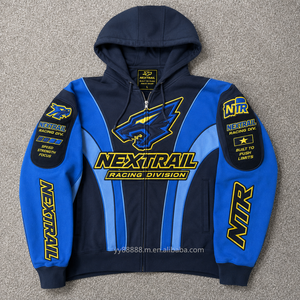 Felpa con Cappuccio Imbottita Oversize OEM 400GSM, Zip al Collo, Stampa Divertente Riflettente per Corse Automobilistiche ed E-Biker, Effetto Acid Wash - Product Image 1