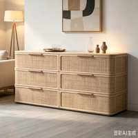 Commode à 6 tiroirs en bois de chêne massif, style européen traditionnel, fabriquée en Chine