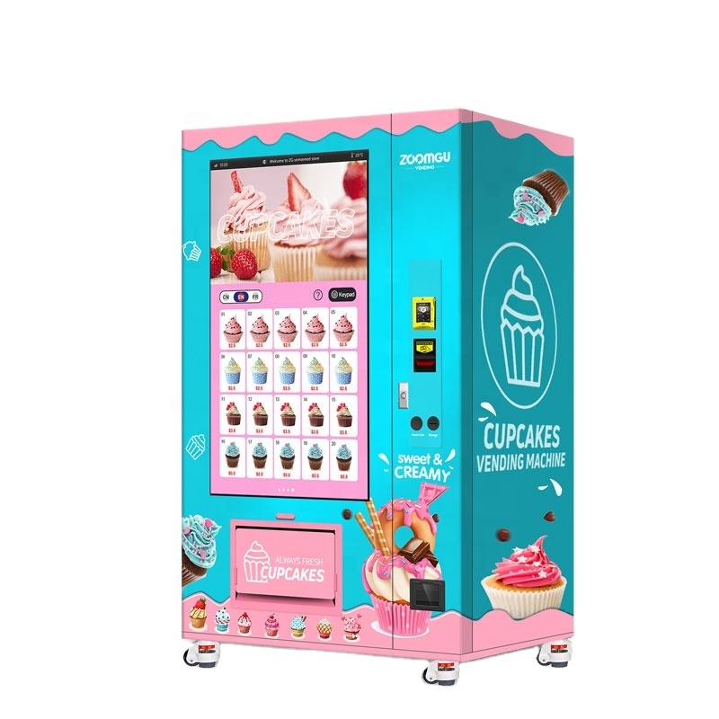 Торговый автомат ZG с большим сенсорным экраном для кексов, для продажи, автомат для продажи свежих кексов, салатов, овощей