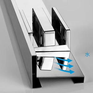 Ensemble complet <span class=keywords><strong>de</strong></span> <span class=keywords><strong>cabine</strong></span> <span class=keywords><strong>de</strong></span> <span class=keywords><strong>douche</strong></span> moderne pliante sans cadre en acier inoxydable <span class=keywords><strong>90x90</strong></span> sur mesure avec <span class=keywords><strong>porte</strong></span> d'angle - Product Image 4