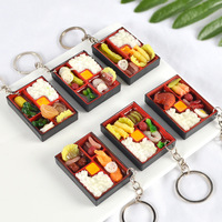 Creatieve Promotionele Artikelen Pvc Zacht Plastic Simulatie Voedsel Japanse Fast Food Lunchbox Auto Sleutelhanger Hanger
