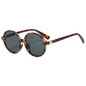 <b>Round</b> <b>Frame</b> Sunglasses Leopard Print UV400 Women's Fashion Sunshades Class 2 PC Lens - Product Image 1