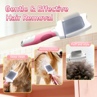 Brosse à poils pour animaux de compagnie professionnelle à double face, extra longue, à poils doux et durs, tête flexible, pour chiens et chats