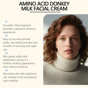 Fabricant de crème pour le visage en gros, crème hydratante douce et nourrissante pour la peau du visage, soin quotidien de la peau sèche, crème pour le visage <span class=keywords><strong>au</strong></span> <span class=keywords><strong>lait</strong></span> <span class=keywords><strong>d</strong></span>'<span class=keywords><strong>ânesse</strong></span> hydratante - Product Image 3