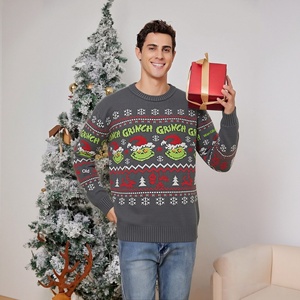 2026 New <strong>Men's</strong> Christmas Sweater Green Monster Cartoon Jacquard Pullover Round Neck <strong>Xmas</strong> <strong>Jumper</strong> Winter Warm Knitwear - Product Image 4