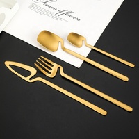 Ensemble de couverts de luxe en acier inoxydable 304 de haute qualité, style américain, finition mate, cuillère, fourchette, couteau pour mariage, restaurant, hôtel