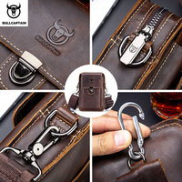 BULLCAPTAIN Sac banane décontracté en cuir Crazy Horse pour homme, sac à bandoulière multifonctionnel de haute qualité pour téléphone, idéal pour les voyages