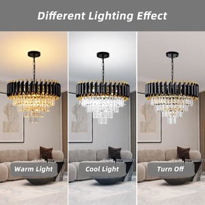 Hiện Đại Đèn Chùm Pha Lê <span class=keywords><strong>3</strong></span> tầng vàng đen ánh sáng mặt dây chuyền đồ đạc 16in Vòng tuôn ra Gắn Đèn chùm trần chiếu sáng - Product Image 5