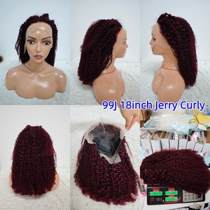 Promotion Letsfly 76$ Perruque Jerry Curly 18 pouces 13x4 Lace Frontal Color 10A 100% Cheveux Humains 300% Densité 250g Prix de Gros - Product Image 4