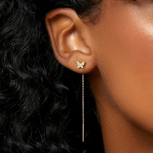 CANNER Exquises Boucles d'oreilles pendantes en argent sterling S925 avec zircon 5A et chaîne papillon pour filles, bijoux de fête d'été - Product Image 4