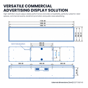 Écran LCD étiré intérieur de 49 pouces 32:9, écran d'affichage numérique non pliable pour la publicité en détail - Product Image 2