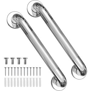 Stainless Steel Anti Slip Knurled Handrail 300mm 450mm 600mm Bathroom Safety <b>Grab</b> Bar With <b>Screws</b> And Anchors - Product Image 2