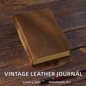 Carnet de voyage vintage rétro en cuir de vachette de luxe fait main, grande taille, gaufré, pour hommes - Product Image 2