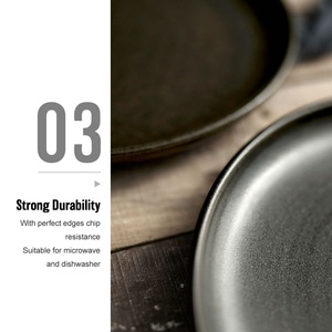 Platos de porcelana reactivos <span class=keywords><strong>para</strong></span> Catering, platos de cena de cerámica redondos de alta calidad <span class=keywords><strong>para</strong></span> restaurante y Hotel, color negro - Product Image 5