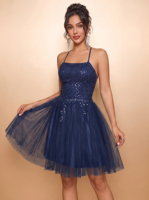 Robe de bal à sequins pour femme, robe de soirée en tulle personnalisée, dos nu, appliques en dentelle, robe de soirée de luxe 2026