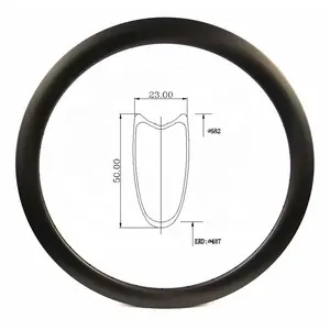 Tubular jante de carbono para bicicleta, 370g 50mm para estrada chinesa 650c