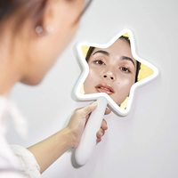 Nouveau miroir de maquillage cosmétique lumineux rechargeable pour voyage avec 3 couleurs de lumière, gradation, USB, double face et grossissant