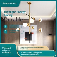 Lustre LED en verre de style nordique pour salon, modèle Zhuoer Ball, design branche d'arbre, motif haricot magique, moderne et simple, pour restaurant, chambre et magasin de vêtements, rond