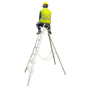 Modern Industrial Style Aluminum Triad Folding Ladder Insulated Metal Fruit Picking Telescopic Orchard Tool Outdoor Home JNS - Product Image 1