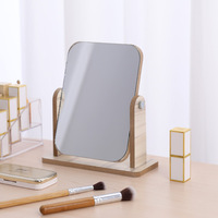 Miroir de maquillage sur pied en bois personnalisé, miroir INS, miroir de beauté pliable, miroir de toilette rotatif de bureau, vente chaude