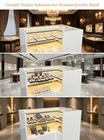 Vitrine de comptoir pour bijouterie, présentoir à bijoux blanc avec tiroir et éclairage LED, pour magasins de luxe