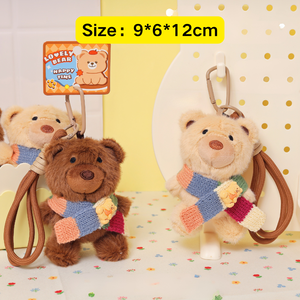 Portachiavi Peluche Orsetti Cartoon Multi-Stile, Giocattoli Imbottiti per Decorazione Zaini e Macchine Acchiappapeluche - Product Image 4