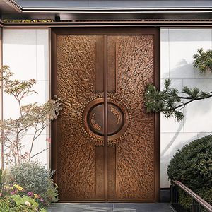 Nature Inspired Relief Hand <strong>Polished</strong> Pure Copper Entry <strong>Door</strong> Elegant Main Gate Artisan Made Solid Copper Front <strong>Door</strong> - Product Image 2